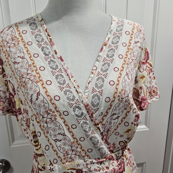 Zesica Summer Wrap Boho Floral Dress V-Neck Size Xlarge - Picture 6 of 16